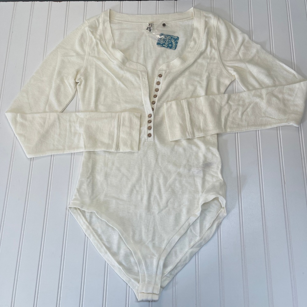 NWT Free People Intimately Henley Bodysuit Ivory Medium - Picture 2 of 8